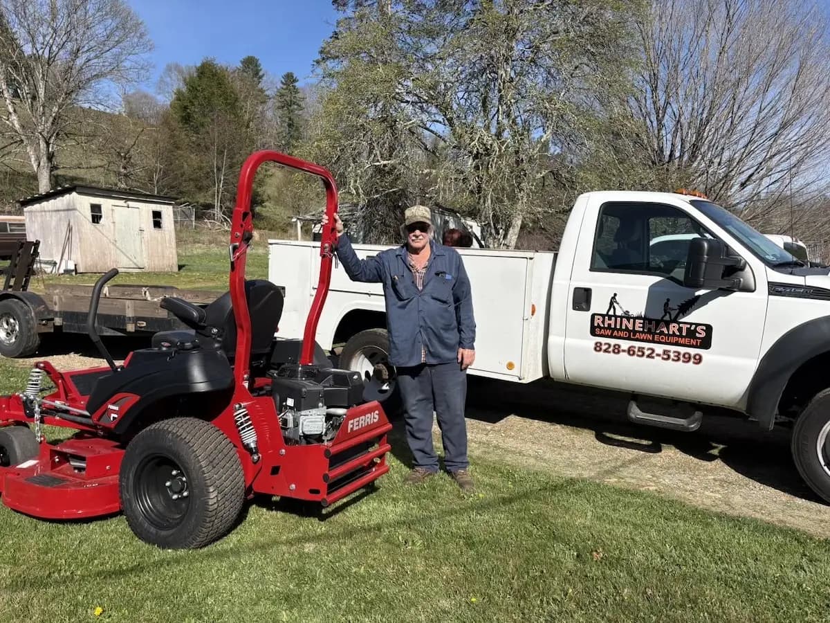 Customer with a new Ferris zero-turn mower